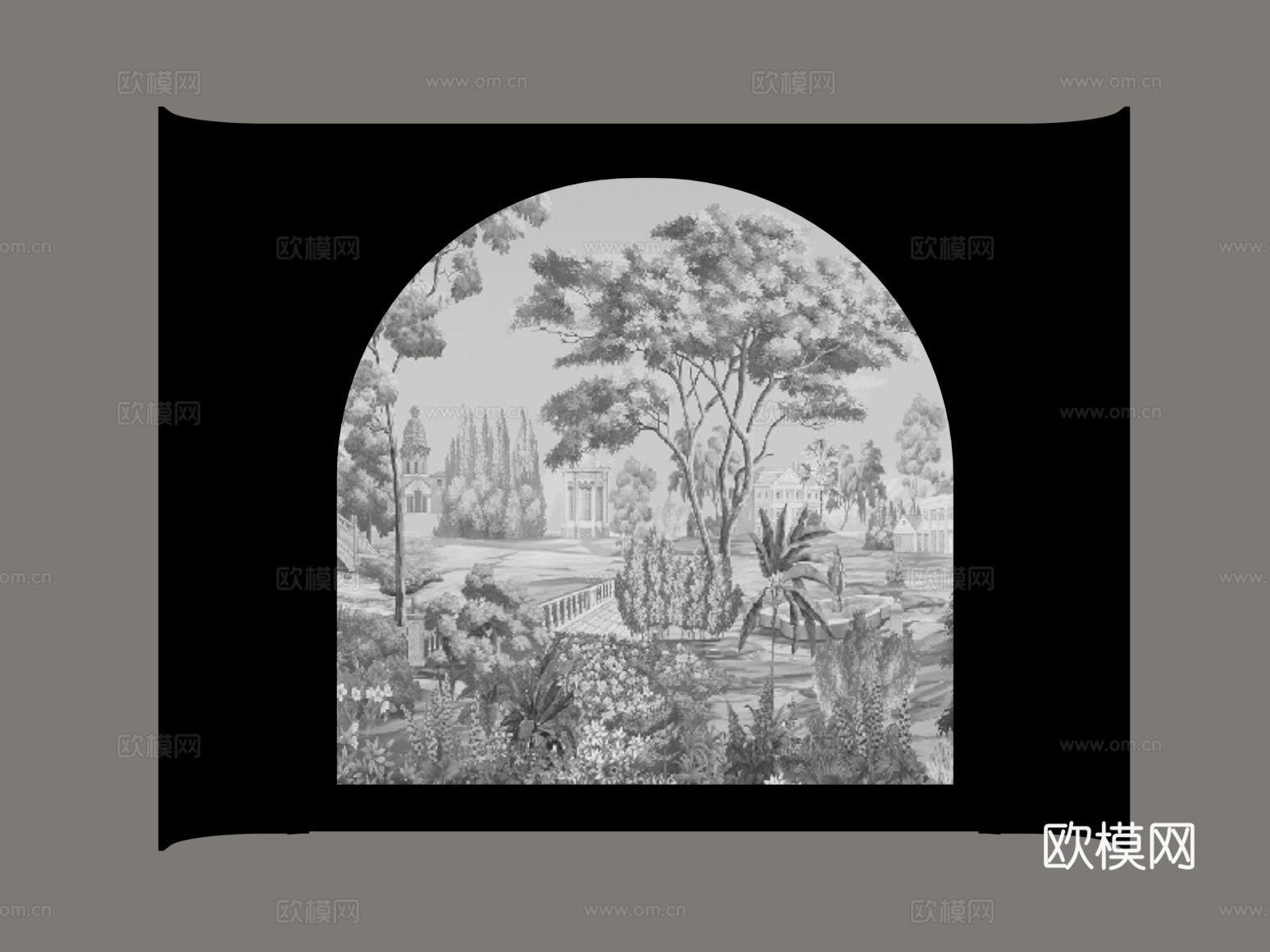 法式背景墙 床头背景墙su模型