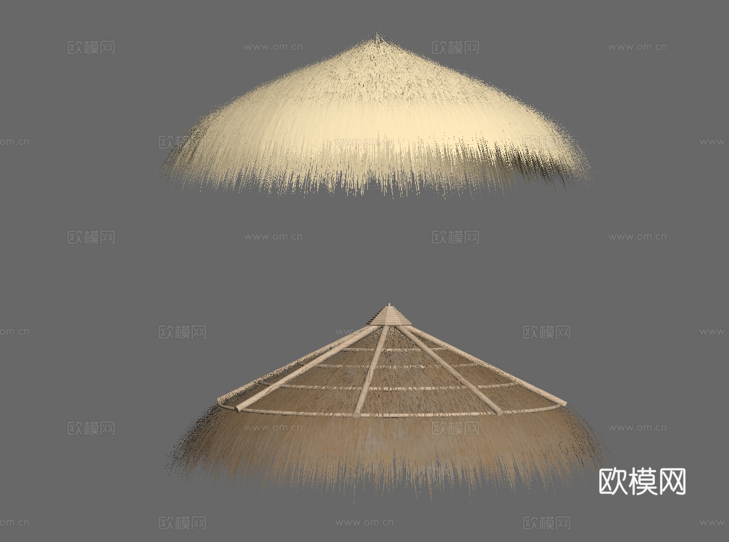 现代茅草屋檐 圆形屋檐su模型