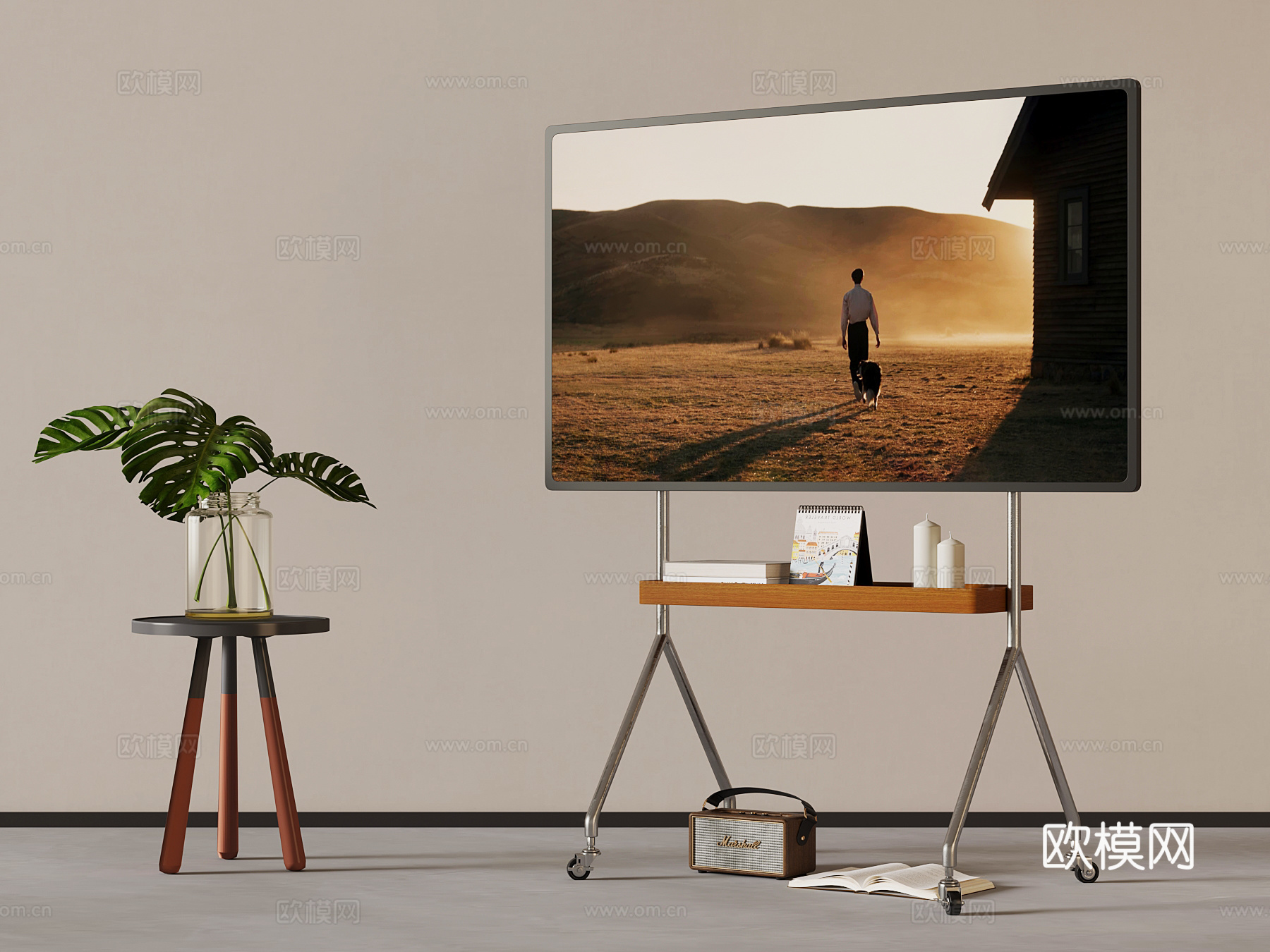 现代电视支架 移动电视3d模型