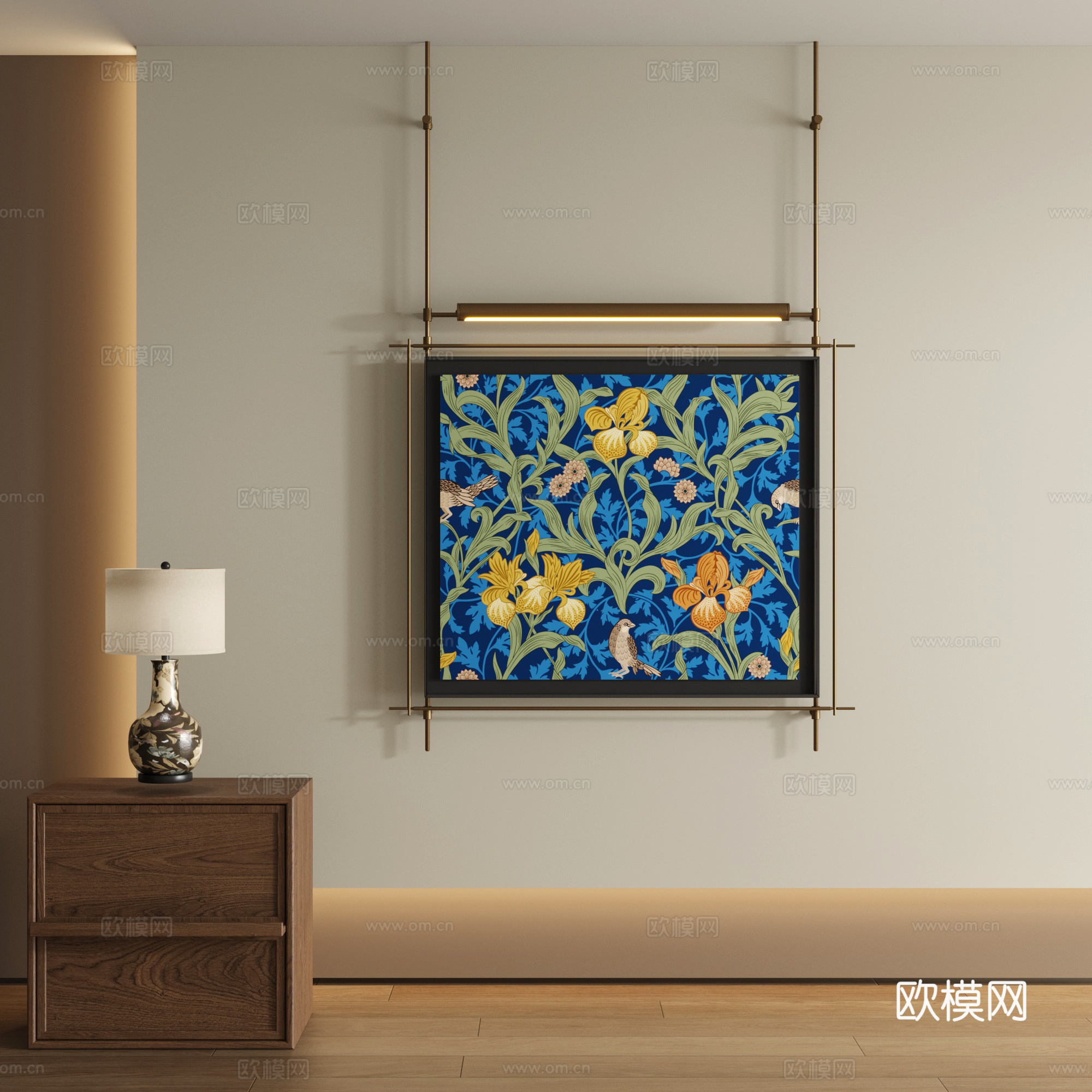 现代吊杆装饰画3d模型