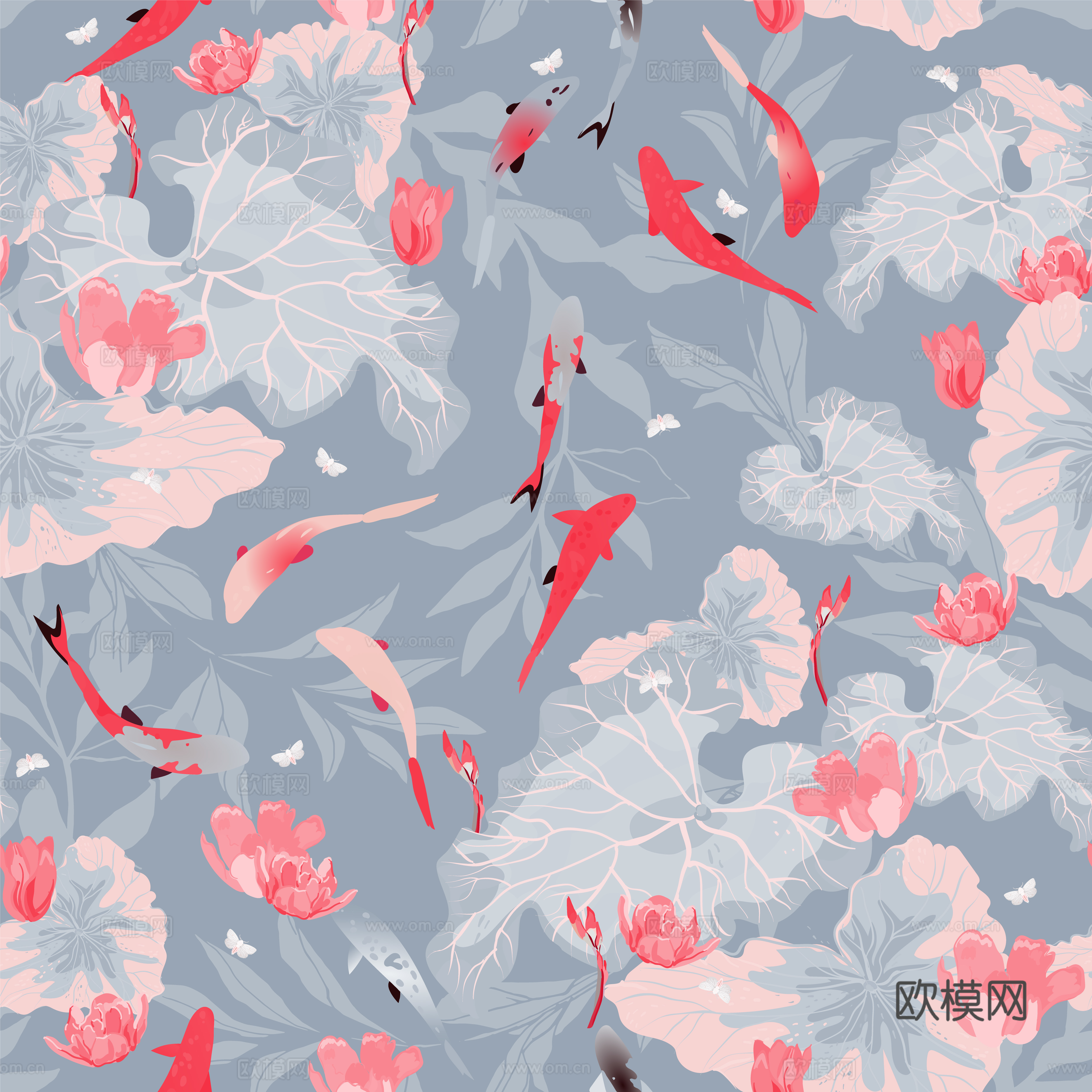 中式花鸟鱼植物壁纸壁画