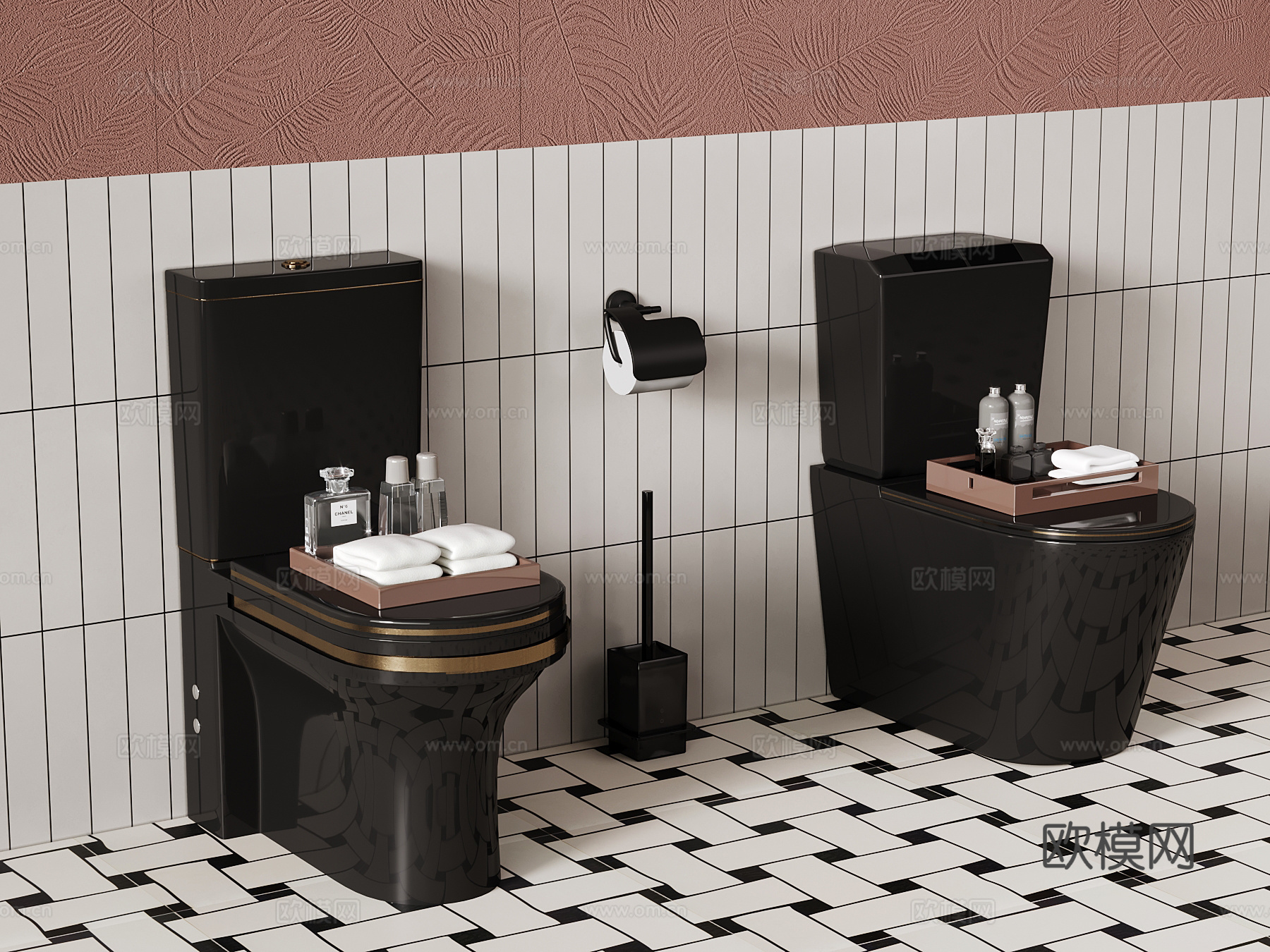 法式马桶 卫浴小件 黑马桶3d模型