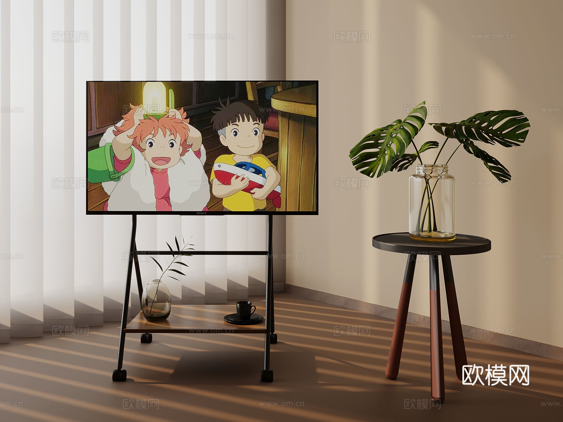 现代电视支架 移动电视3d模型