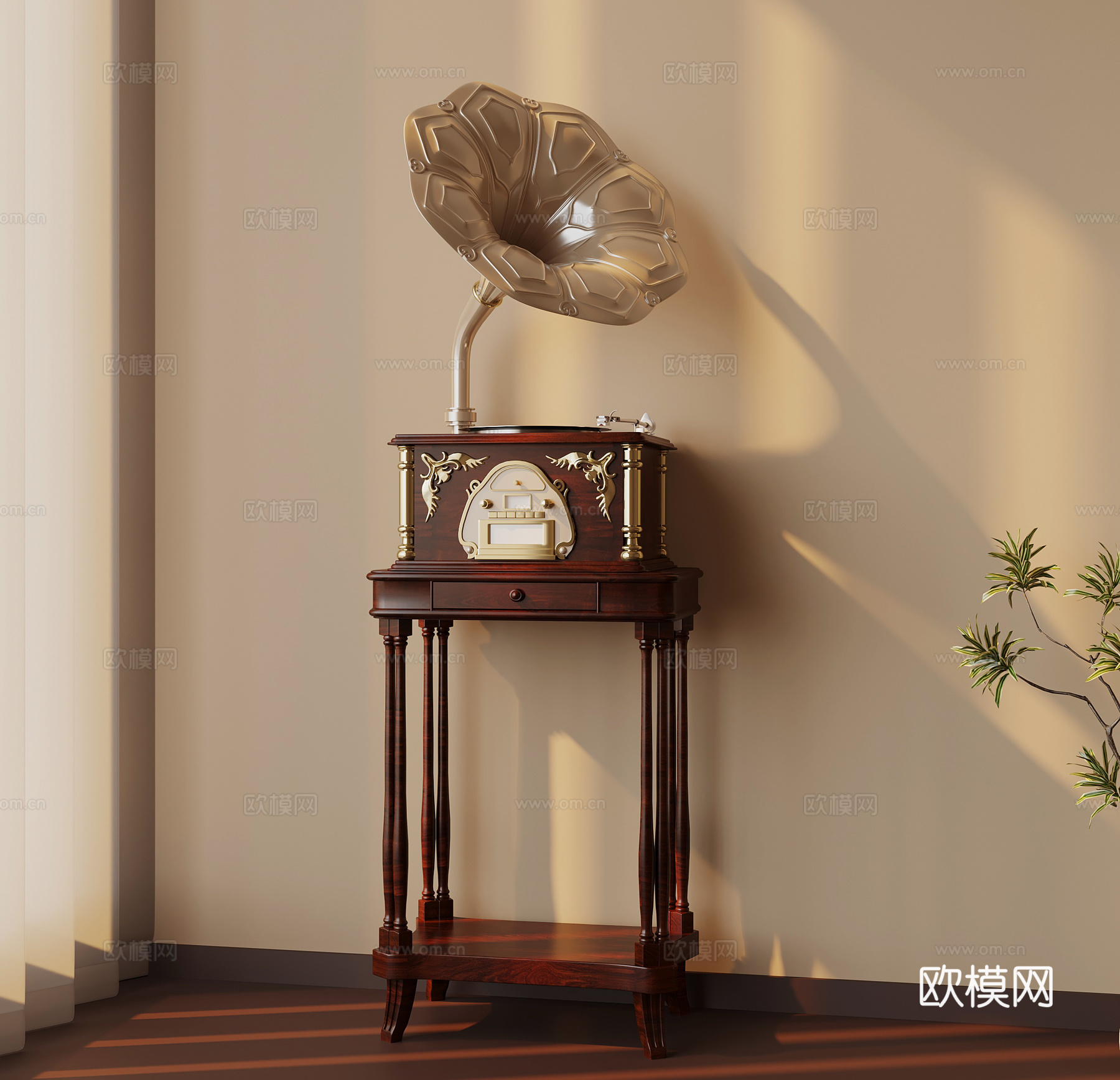 现代中古风留声机su模型