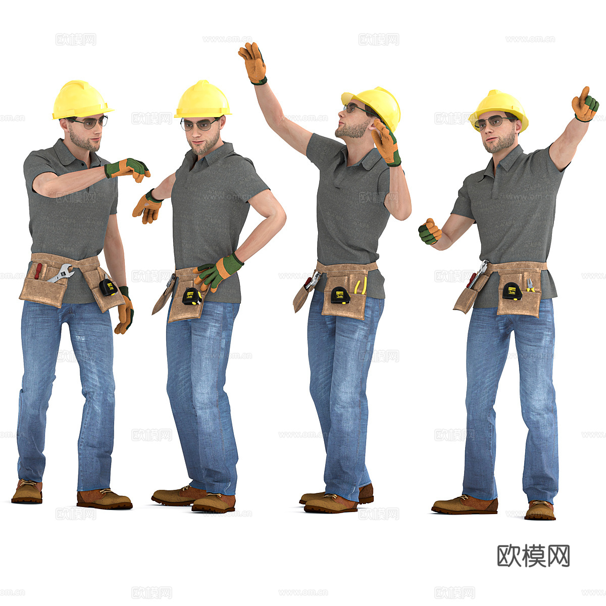 工程师 工人3d模型
