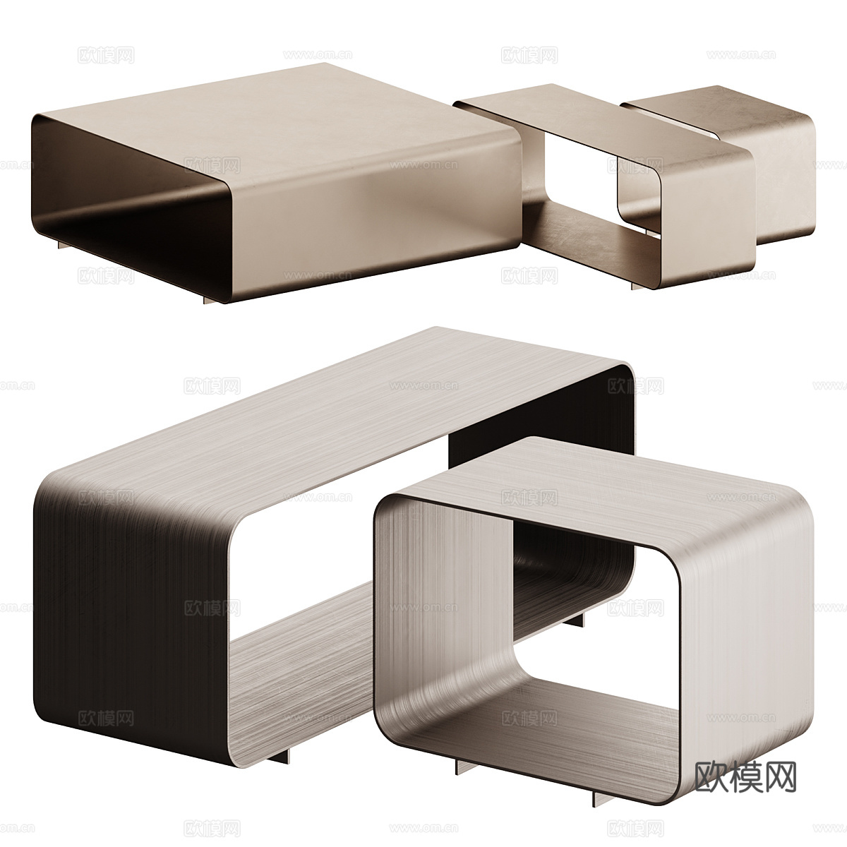 现代意式极简金属茶几3d模型