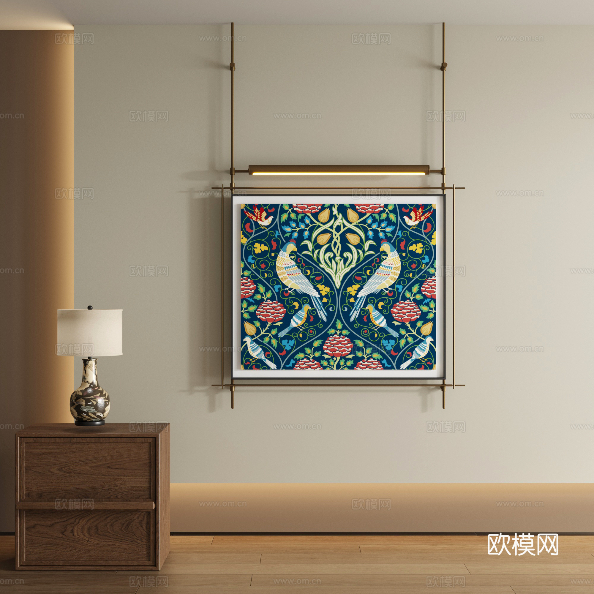 现代吊杆装饰画su模型