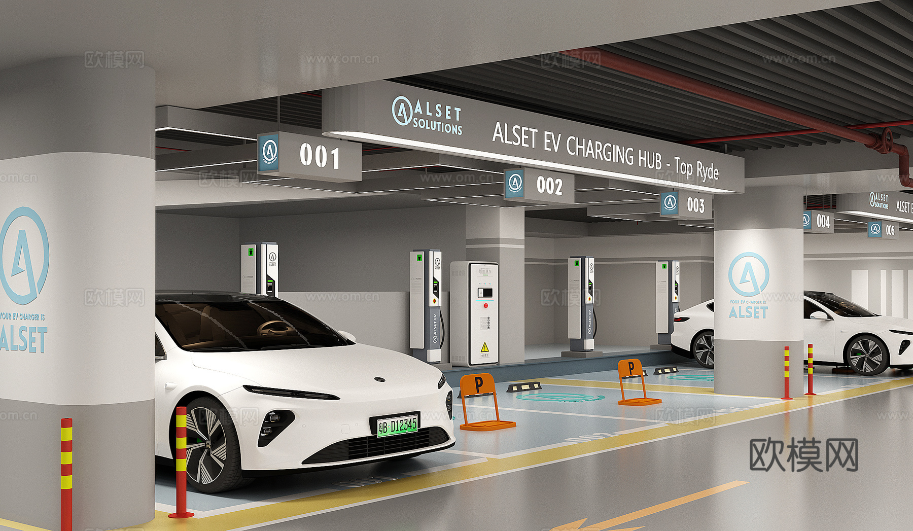 充电桩停车场3d模型