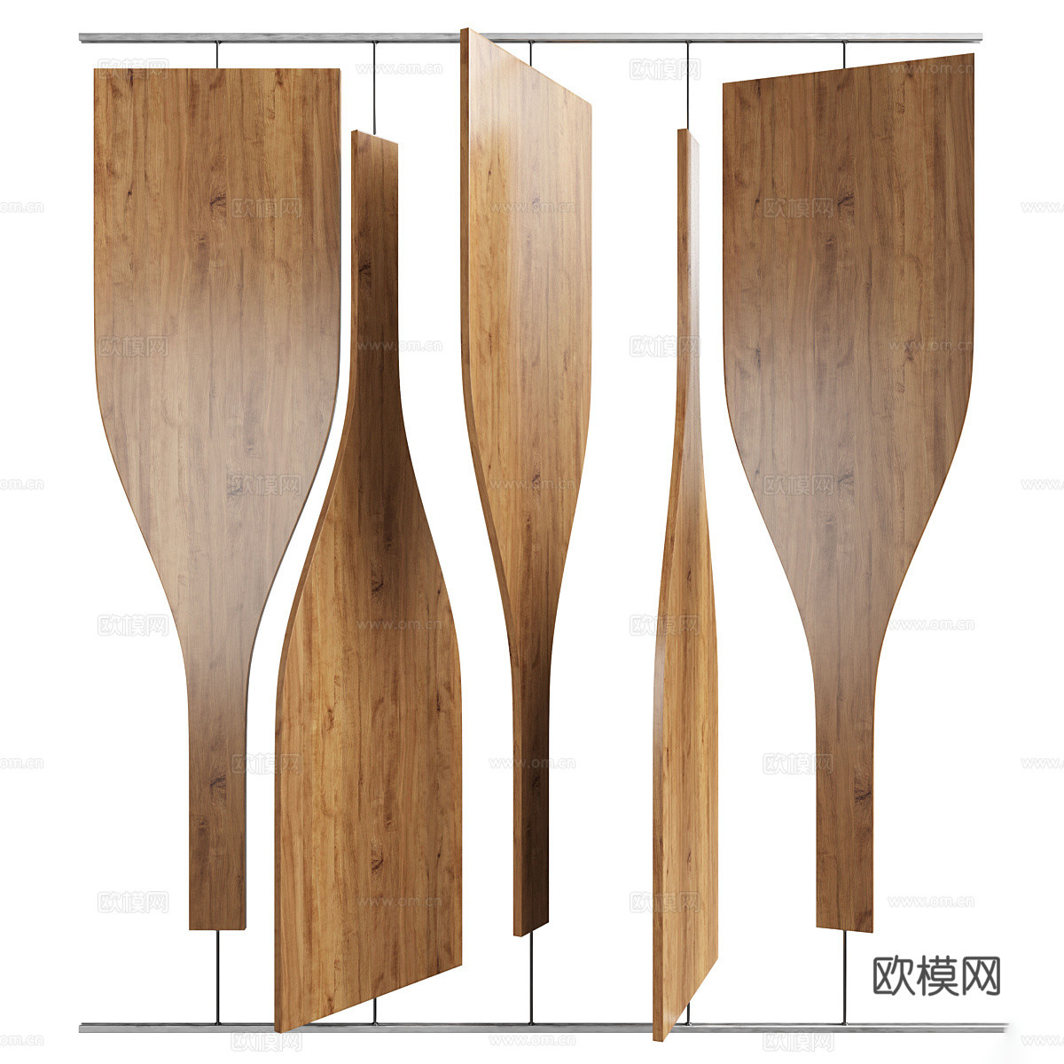 新中式滑轨木隔板3d模型