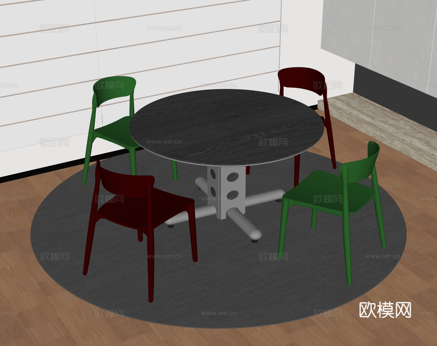 现代餐桌椅su模型