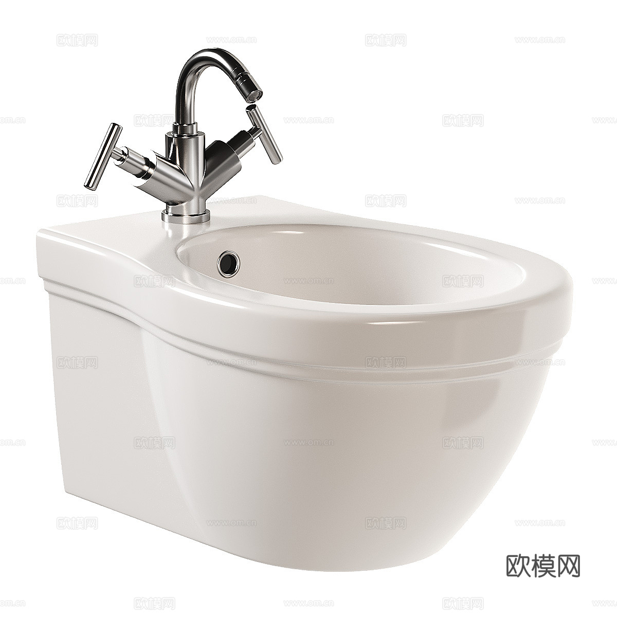 法式壁挂式马桶 坐浴盆3d模型