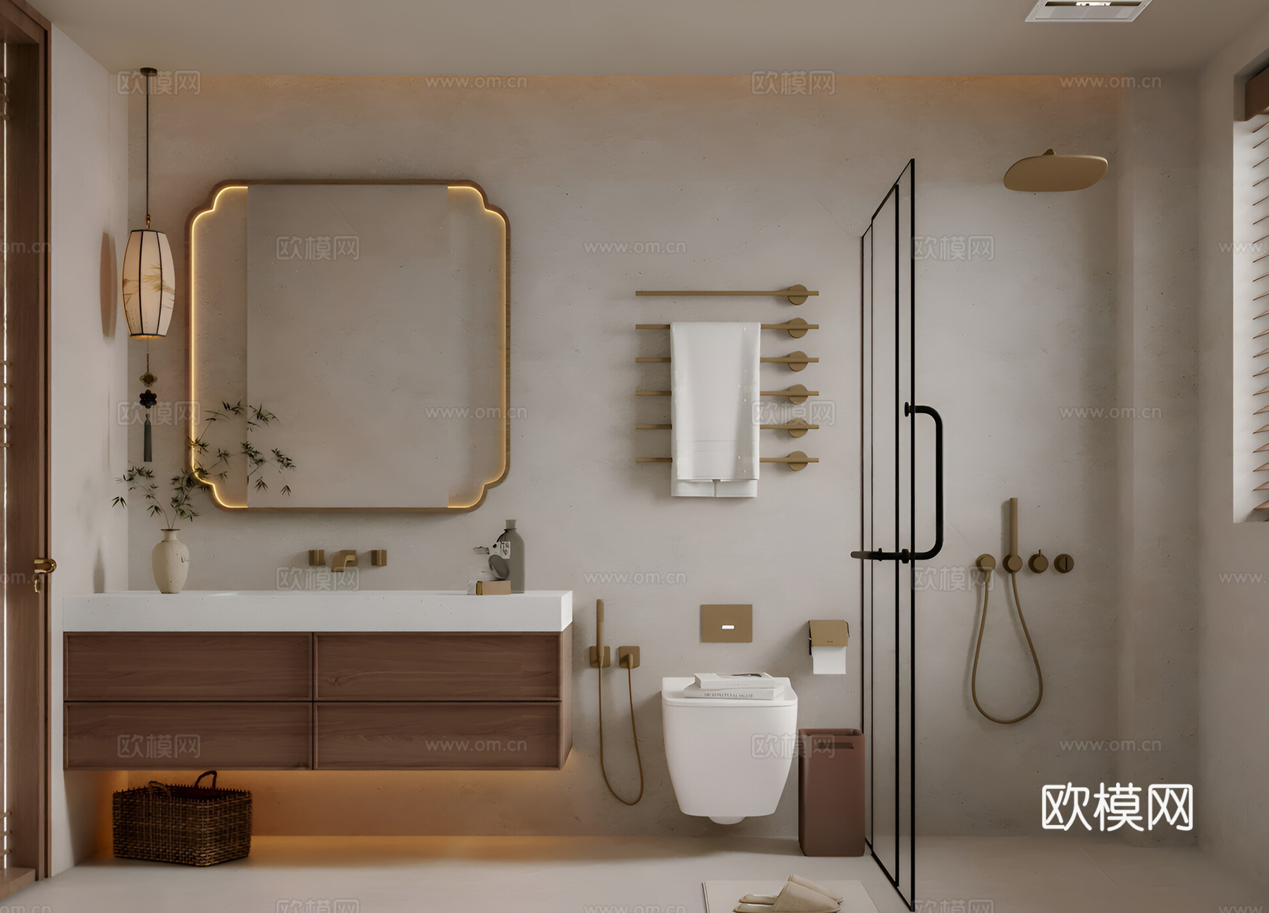 禅意复古卫生间宋氏禅意卫生间3d模型