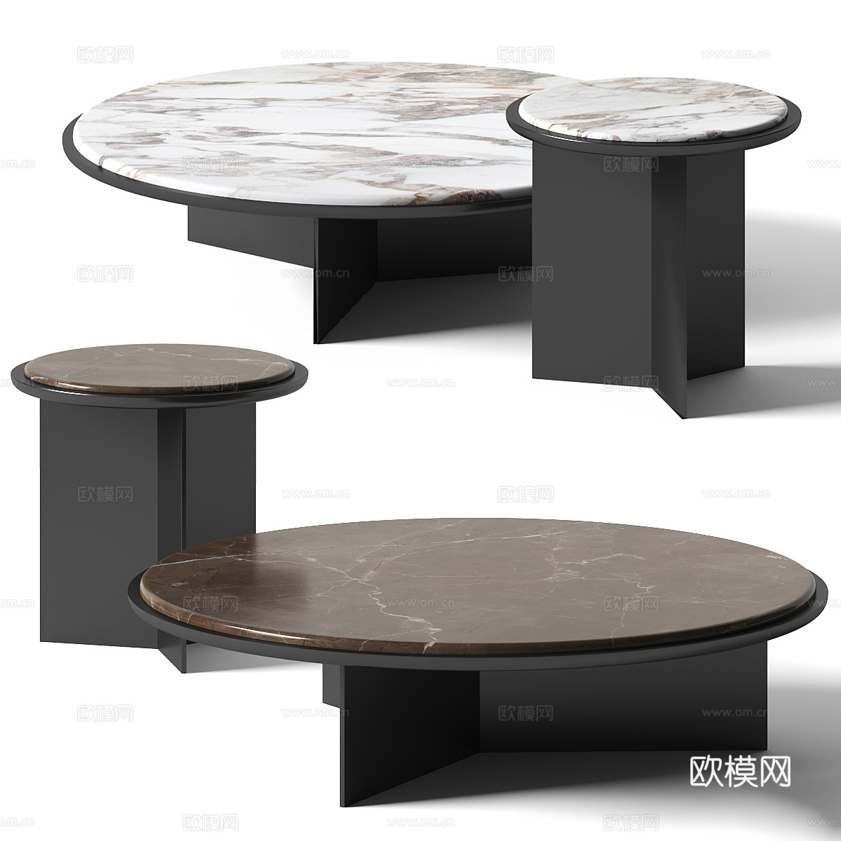 现代意式极简大理石茶几3d模型