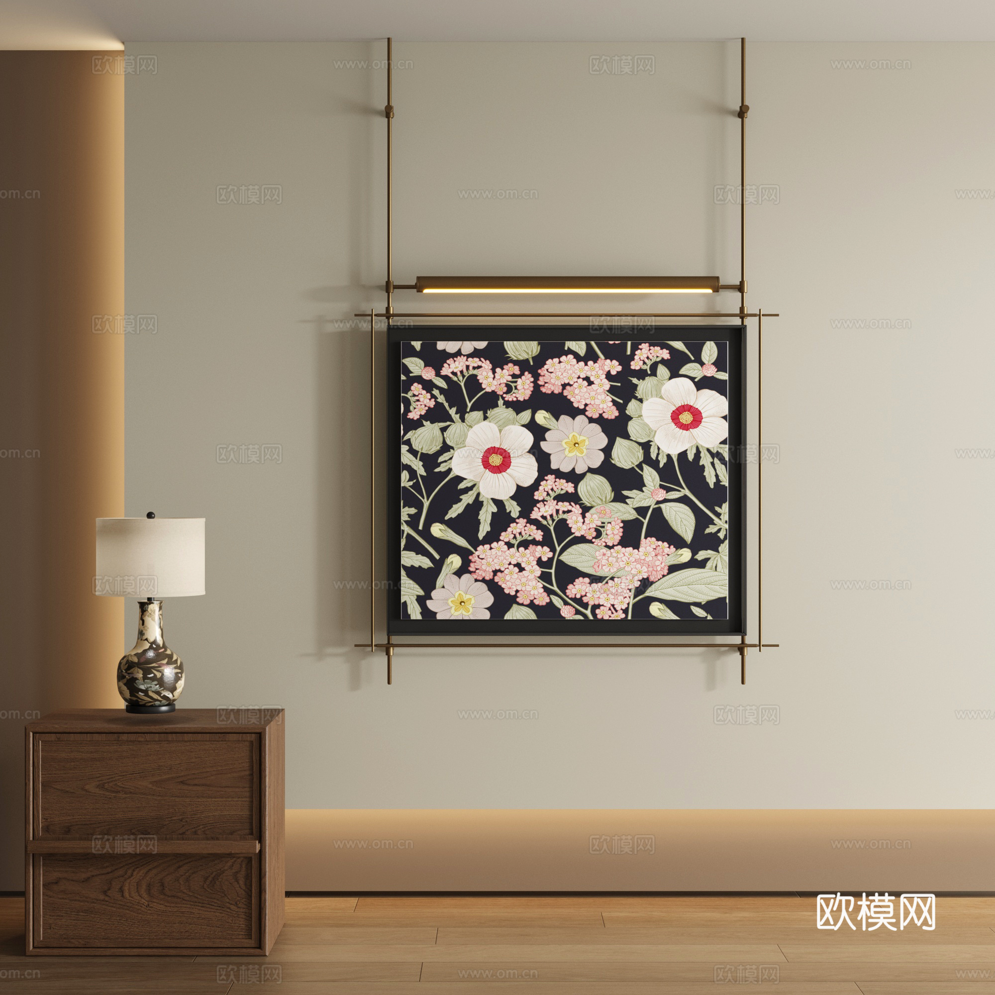 现代吊杆装饰画su模型