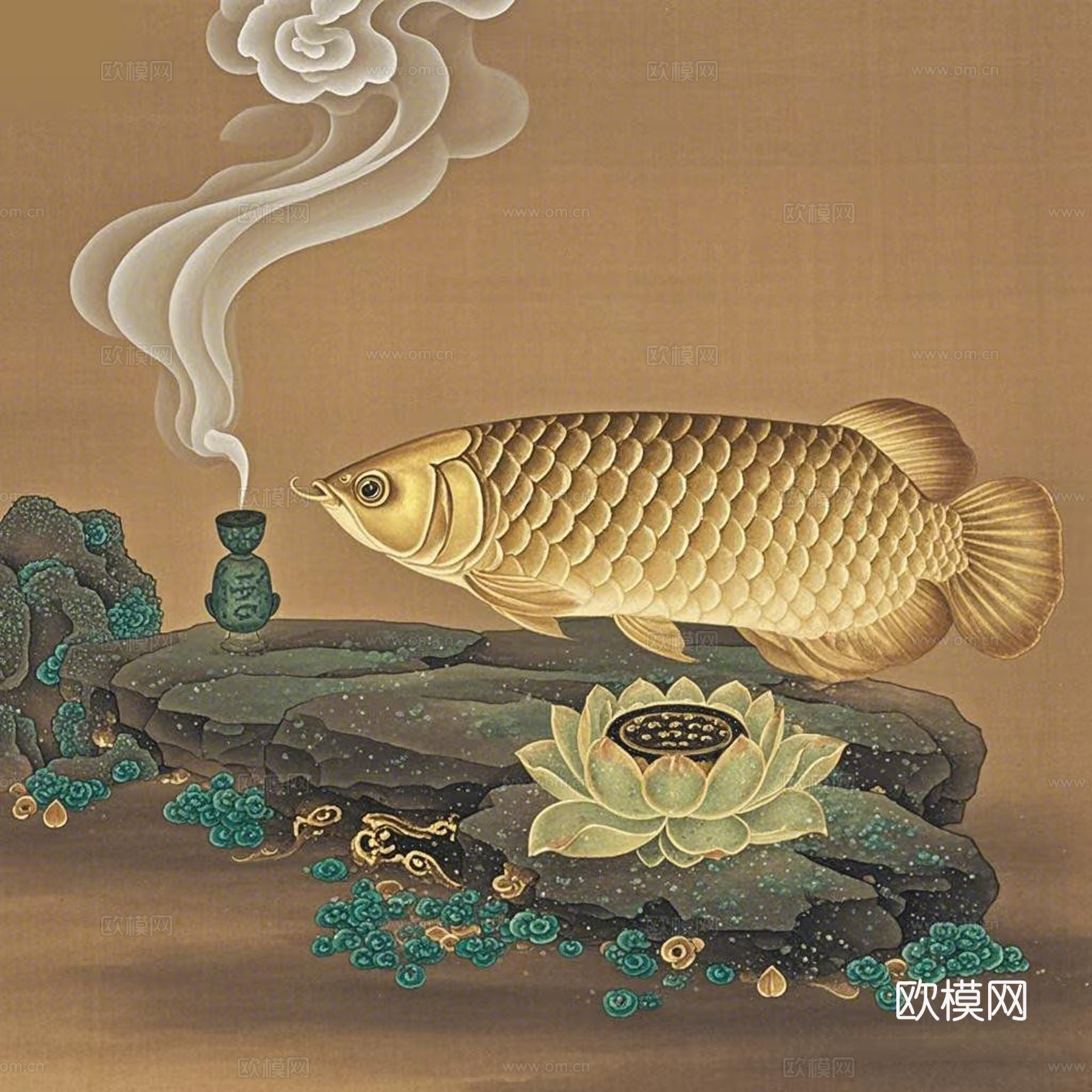 新中式抽象鲤鱼装饰画