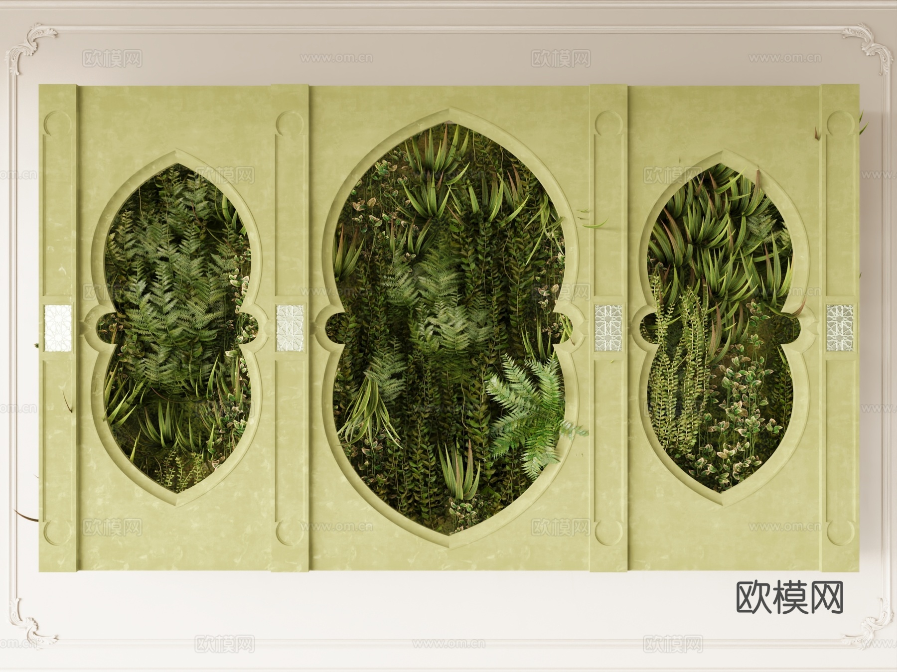 绿植墙 东南亚绿植墙 装饰绿植su模型