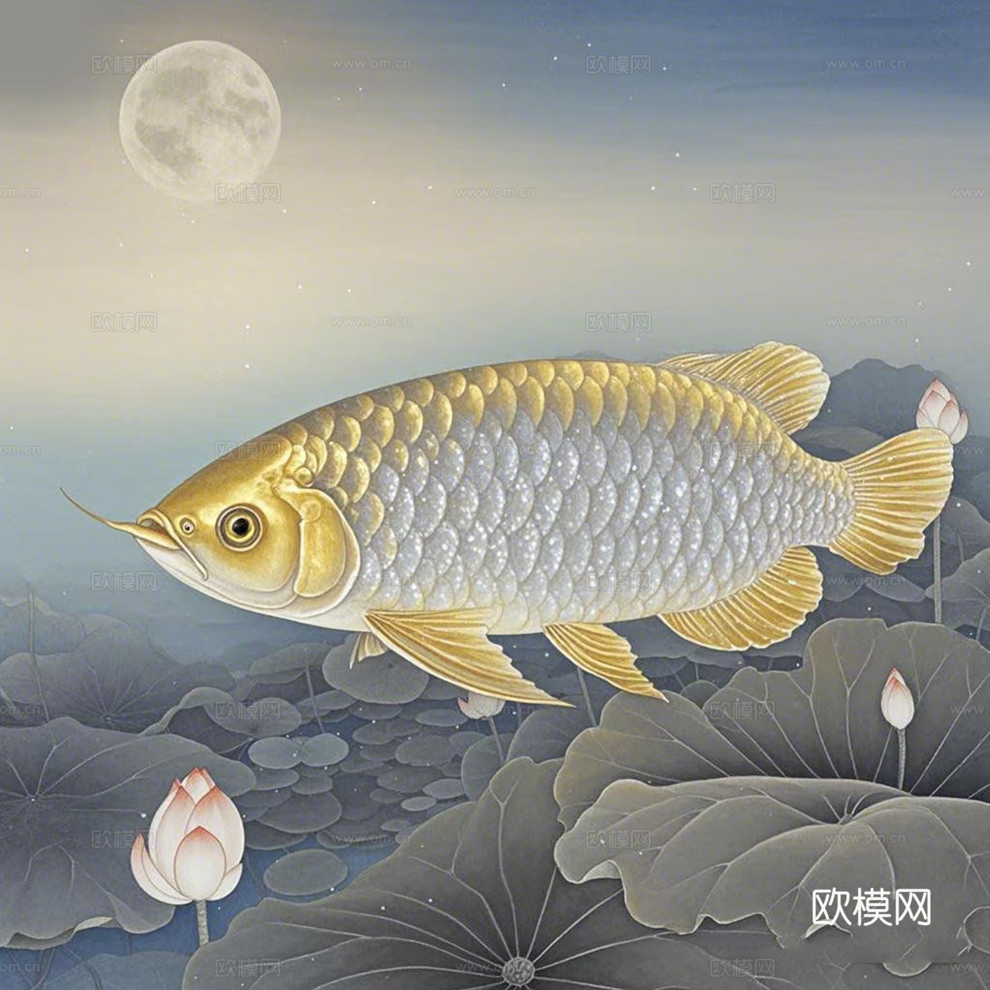 新中式抽象鲤鱼装饰画