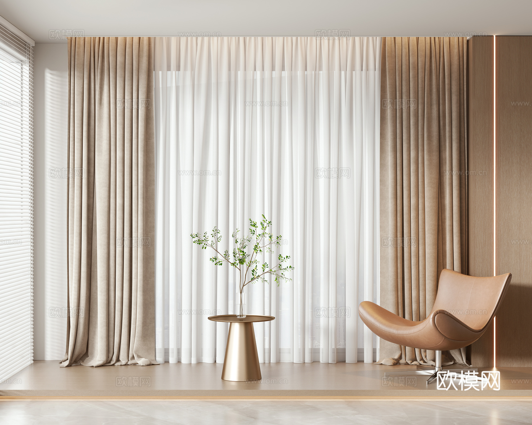 现代窗帘3d模型下载