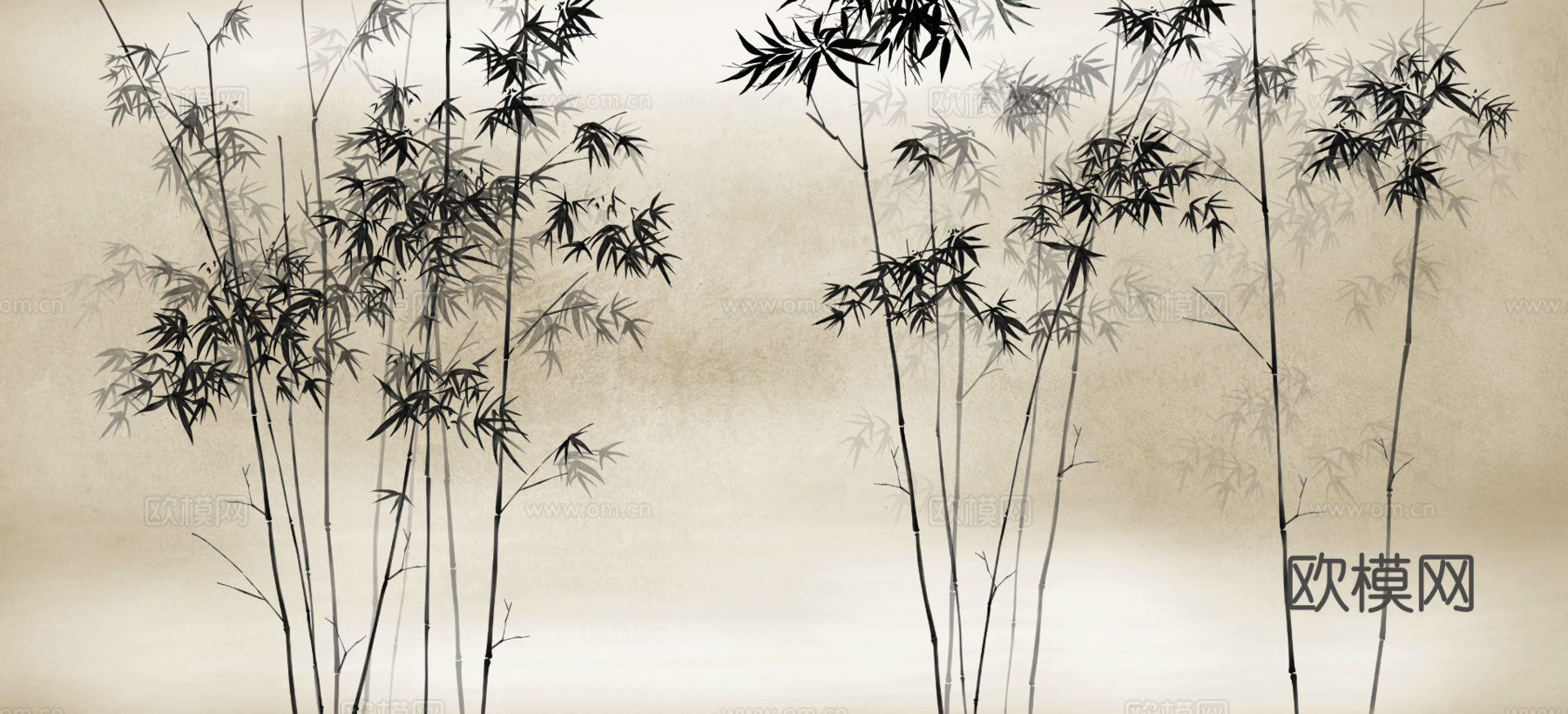 新中式禅意竹子壁画