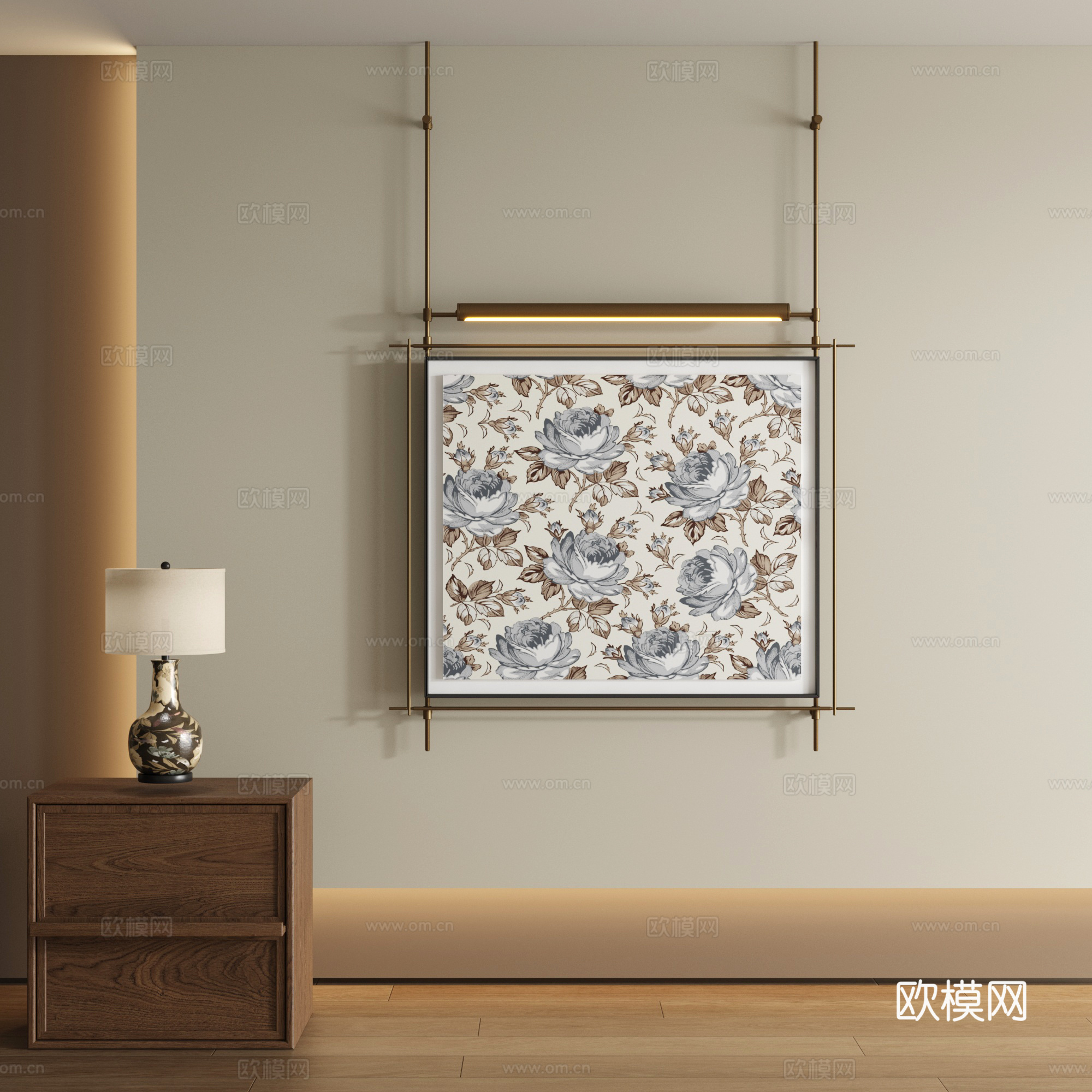 现代吊杆装饰画su模型