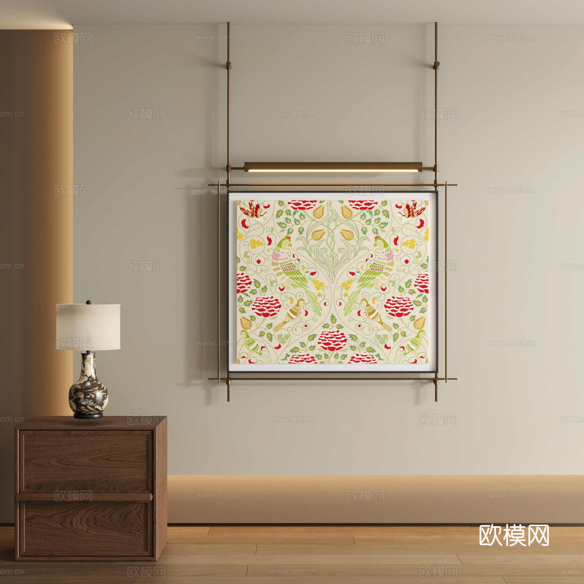 现代吊杆装饰画su模型