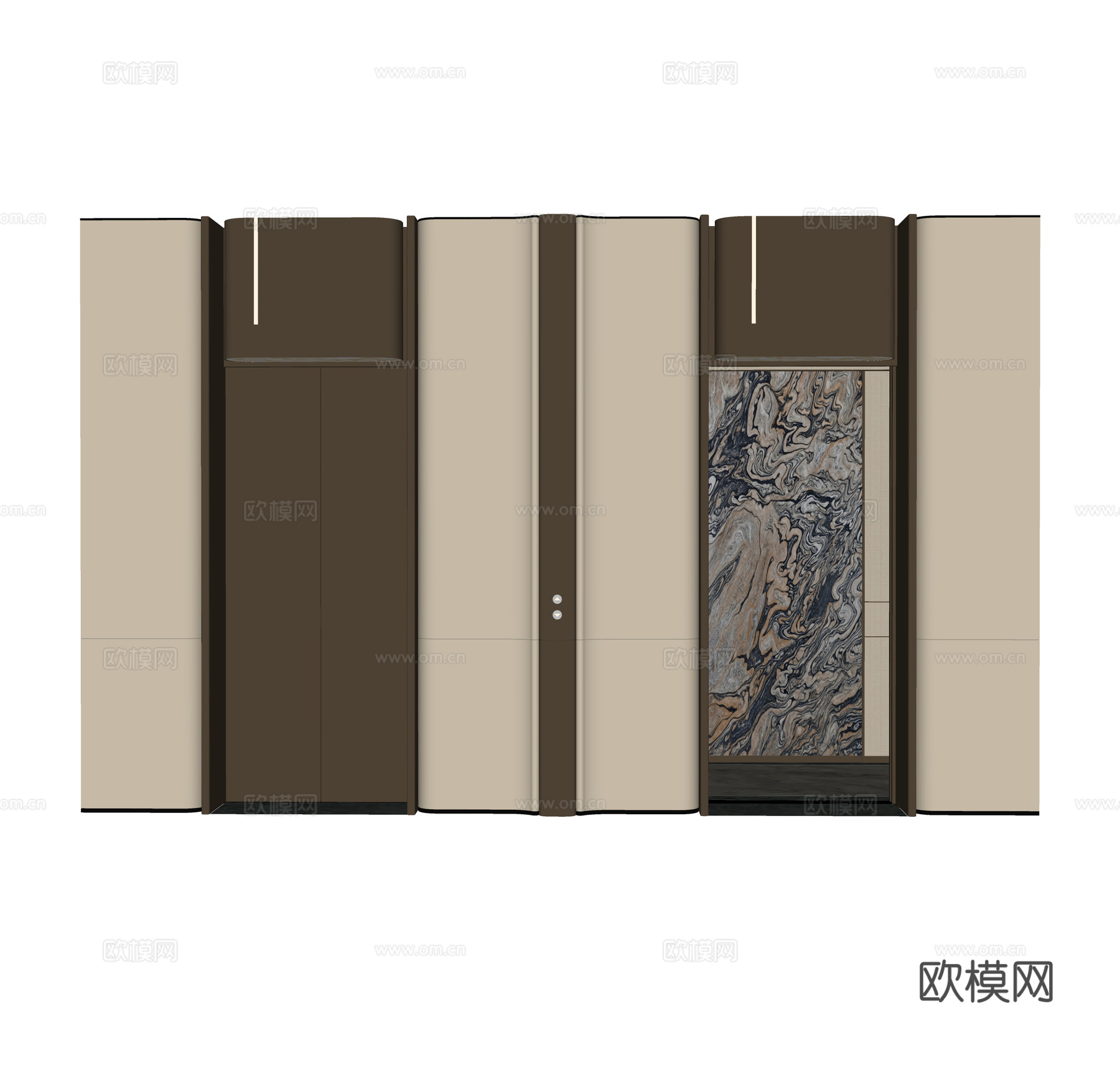 现代轻奢酒店电梯厅su模型