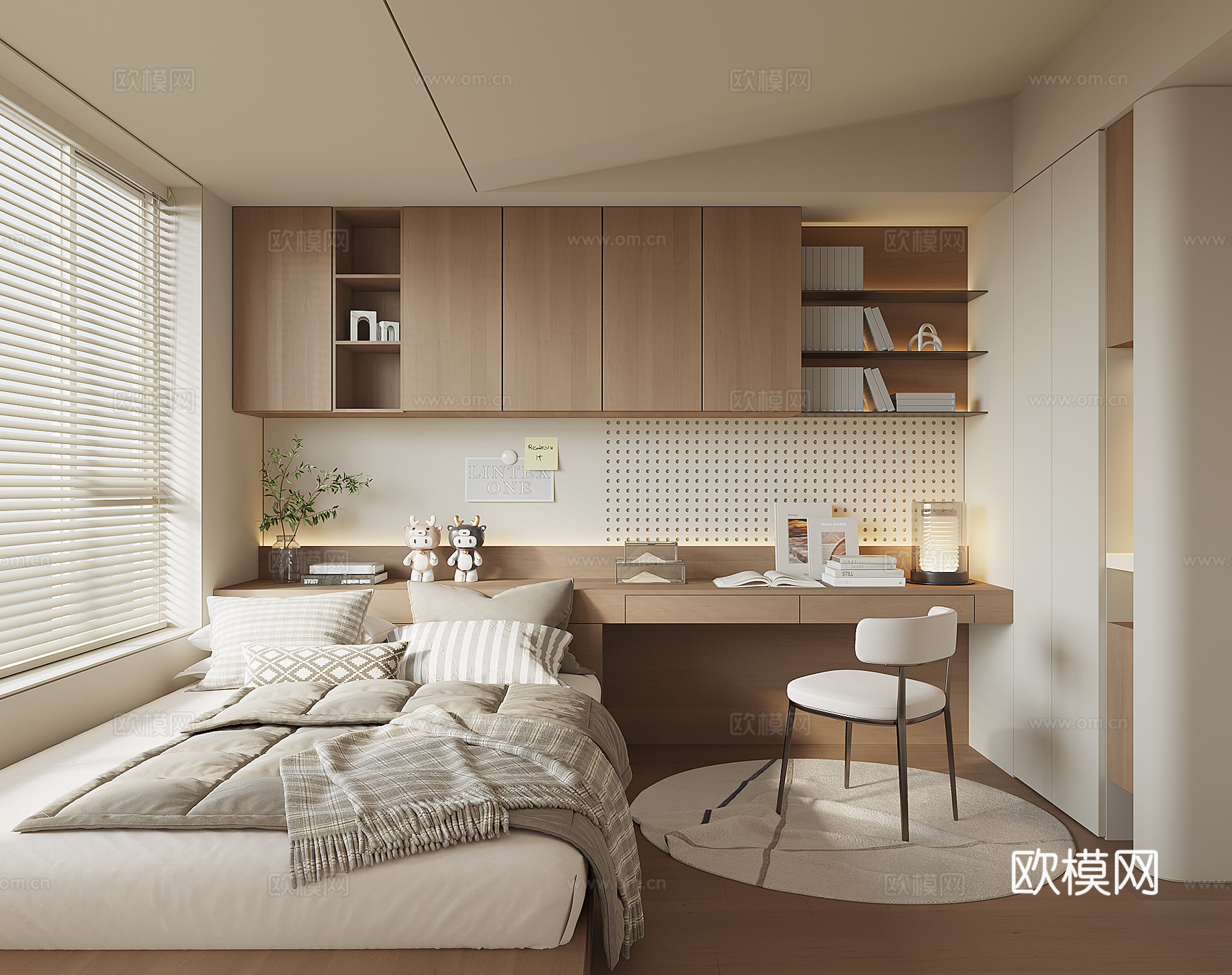 现代榻榻米卧室su模型