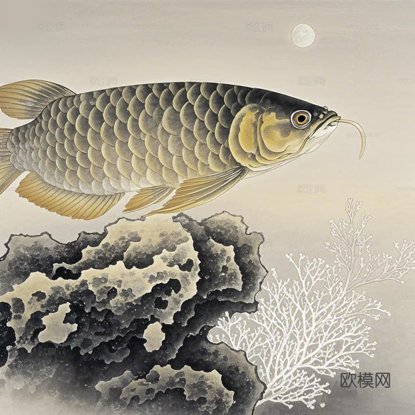 新中式抽象鲤鱼装饰画