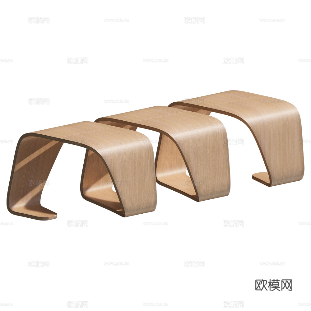 现代公共长凳3d模型