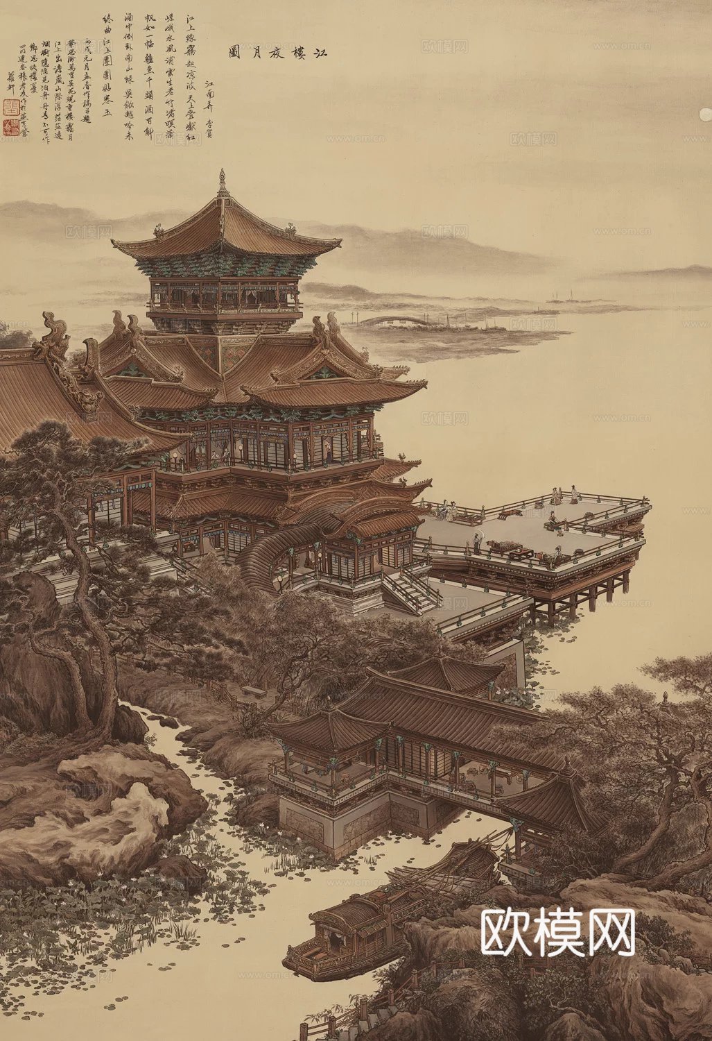 中式壁画壁纸贴图