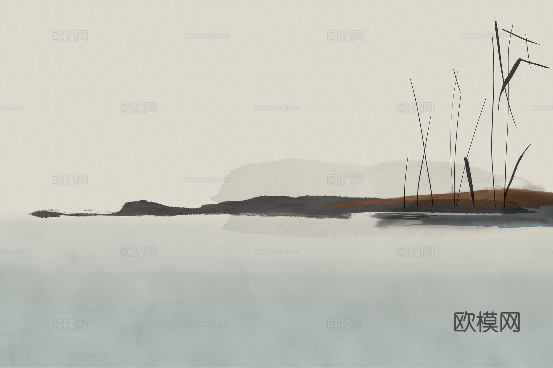 米蓝色山水壁纸