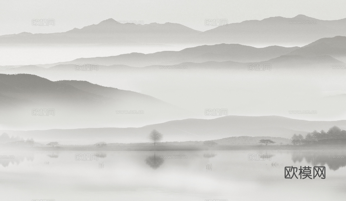 新中式山水壁画
