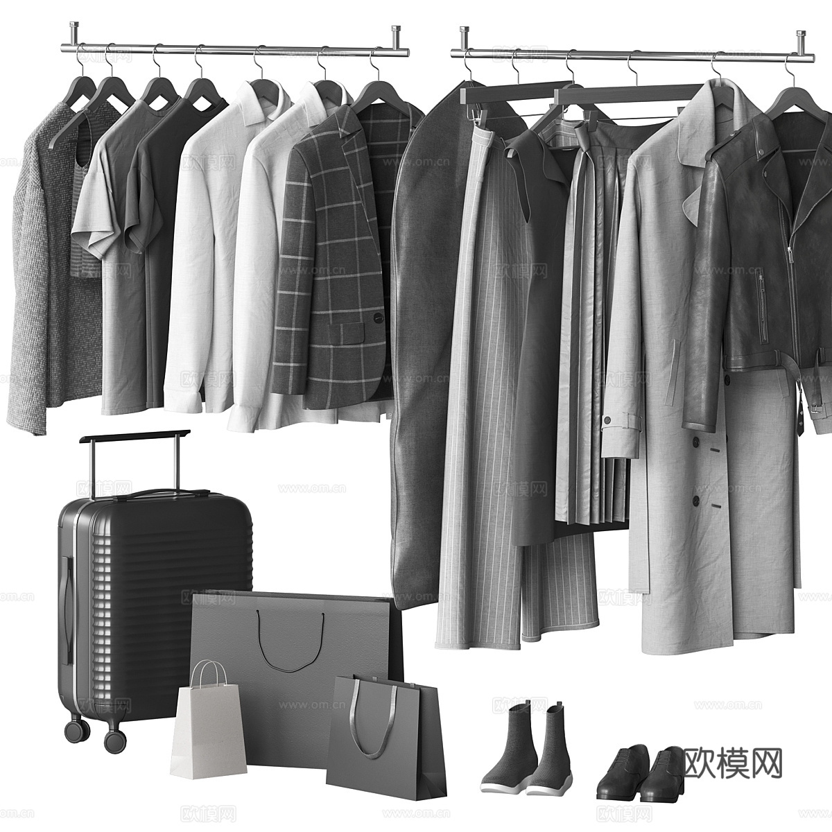 现代服饰鞋帽3d模型