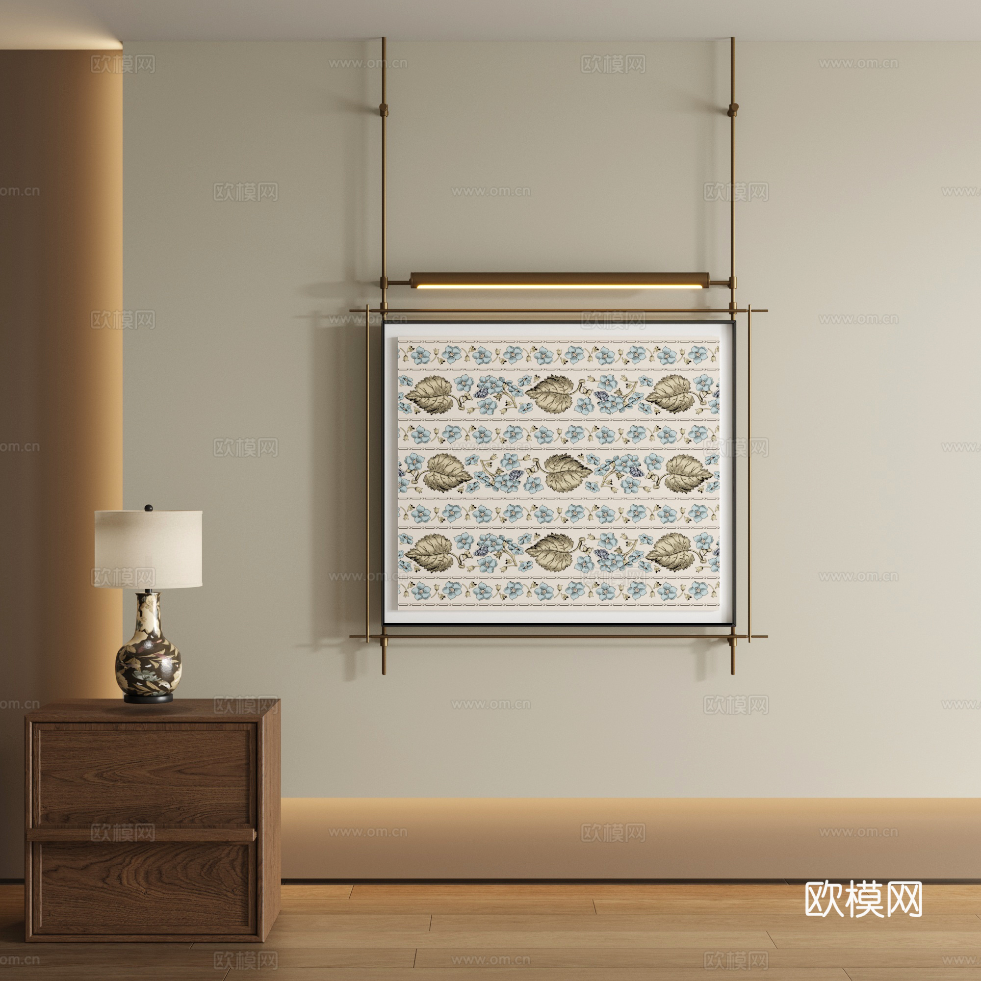 现代吊杆装饰画su模型