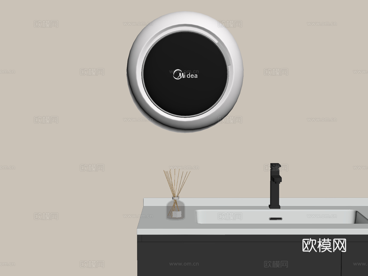现代洗手台 洗衣机su模型