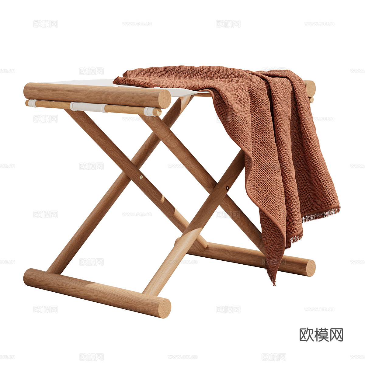新中式 Campo Coastal 折叠凳子3d模型