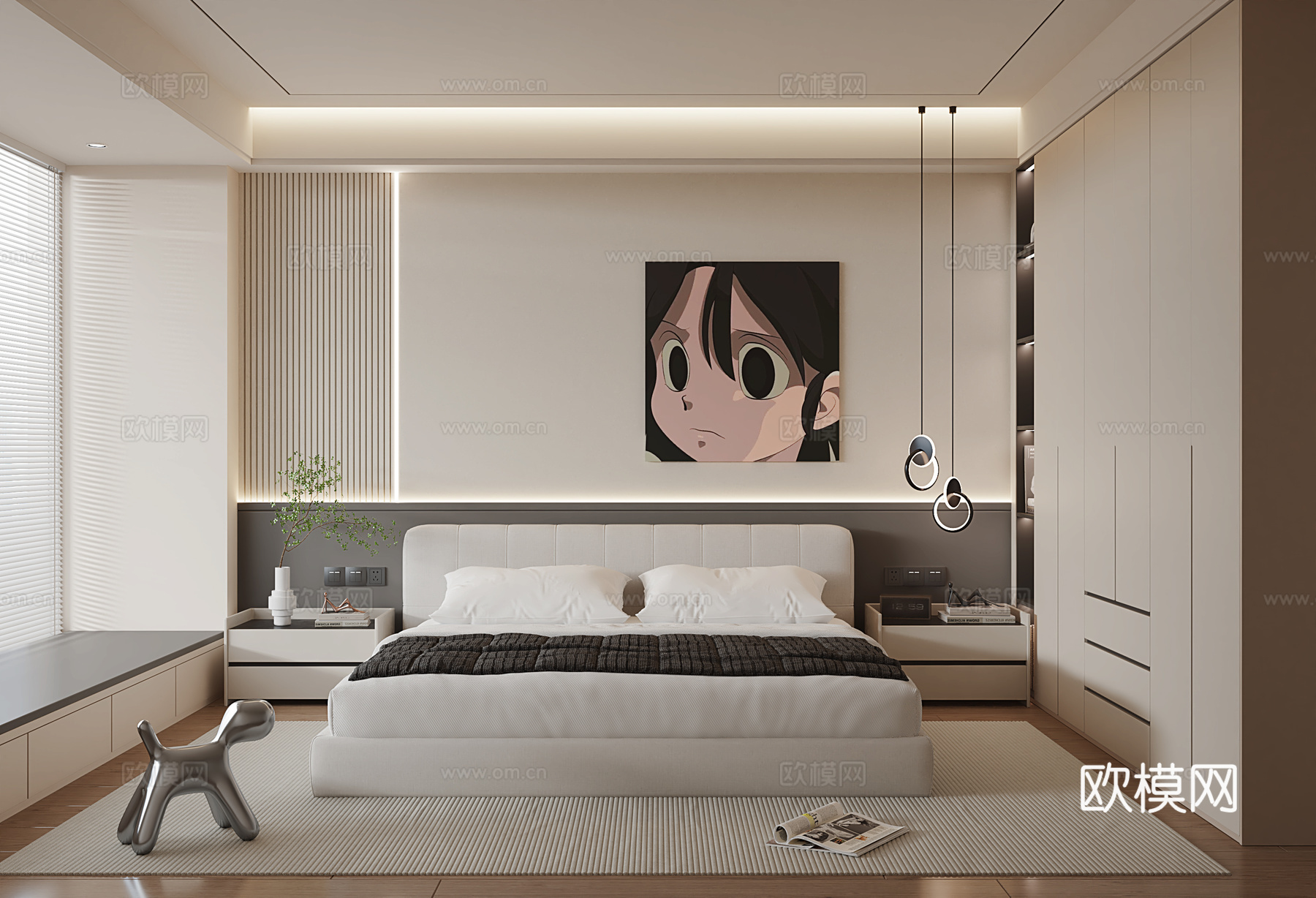 现代家居卧室3d模型