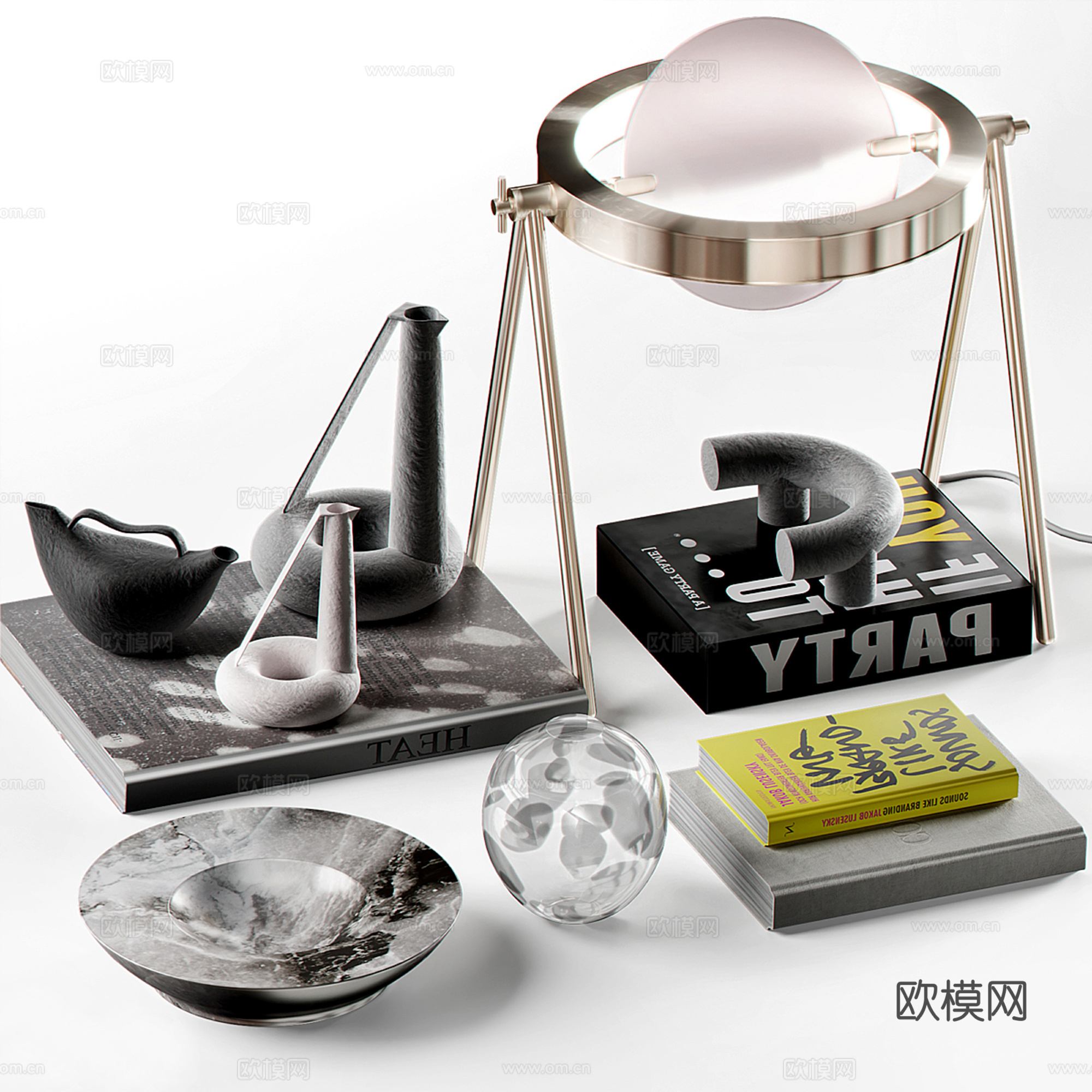 现代桌面饰品摆件组合su模型
