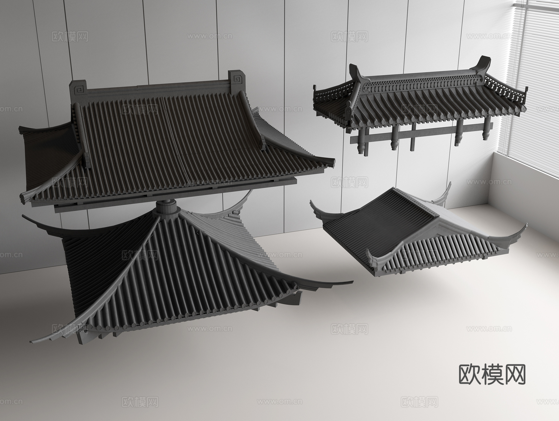 中式屋檐 古建飞檐 琉璃瓦 瓦片 屋顶屋脊su模型