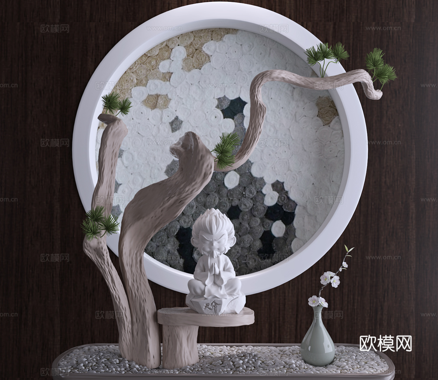 现代新中式天命悟空雕塑艺术摆件3d模型
