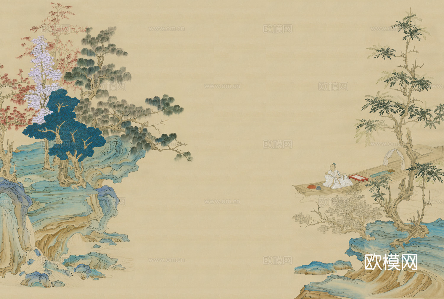 高清中式新中式山水壁纸壁画