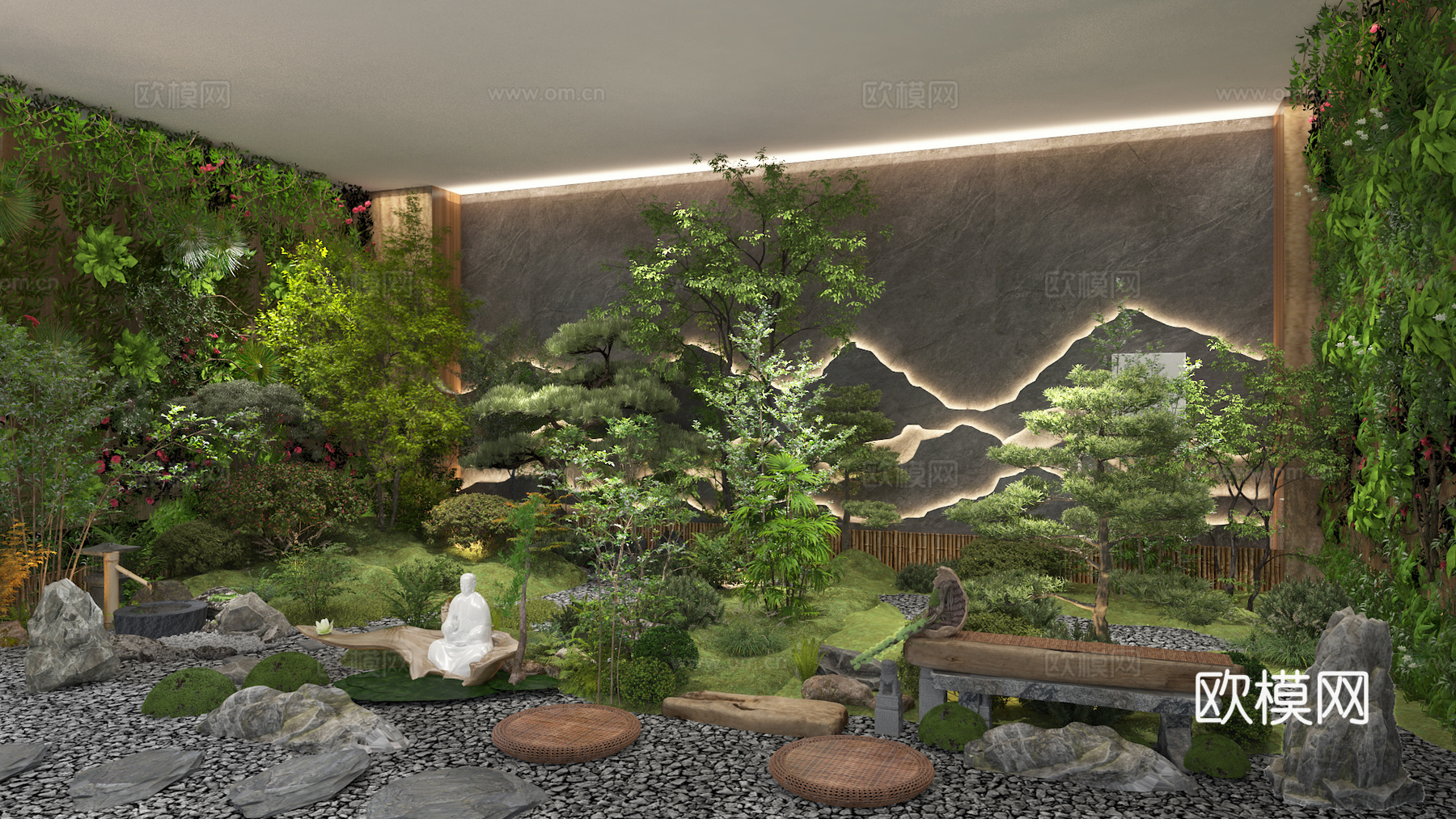 现代室内景观造景3d模型