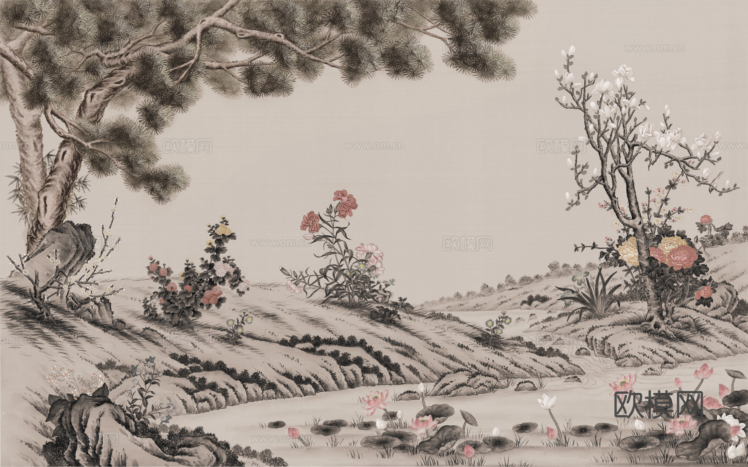高清中式新中式壁纸壁画