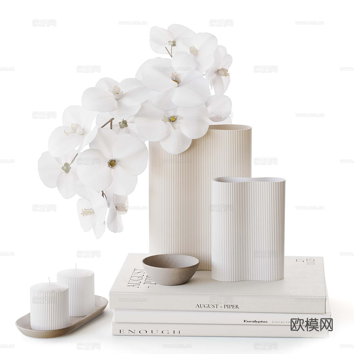 现代奶油风花瓶花艺3d模型