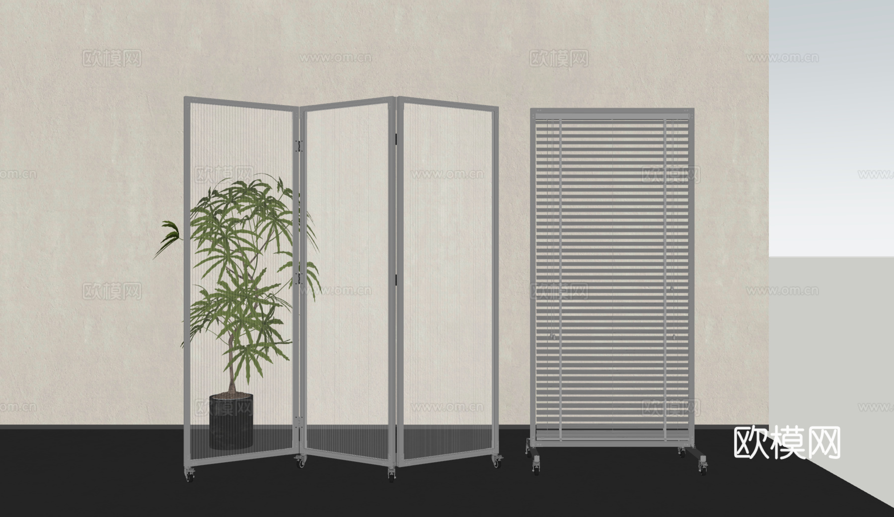 现代屏风可折叠屏风3d模型