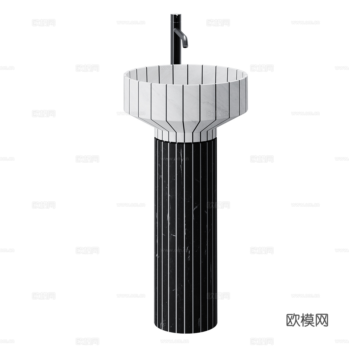 新中式轻奢台盆 洗手盆 柱盆3d模型