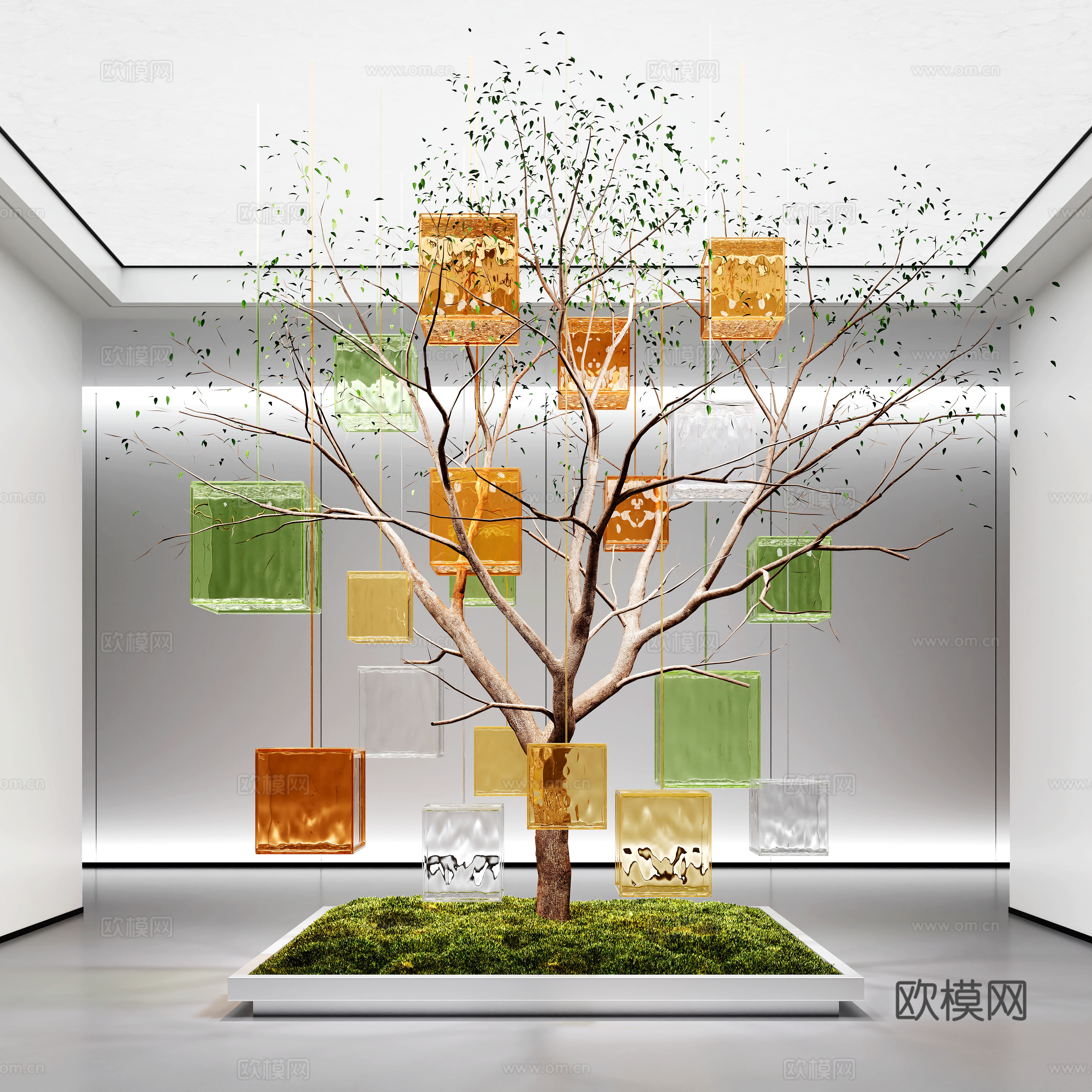 现代艺术装置 玻璃装置 室内景观3d模型