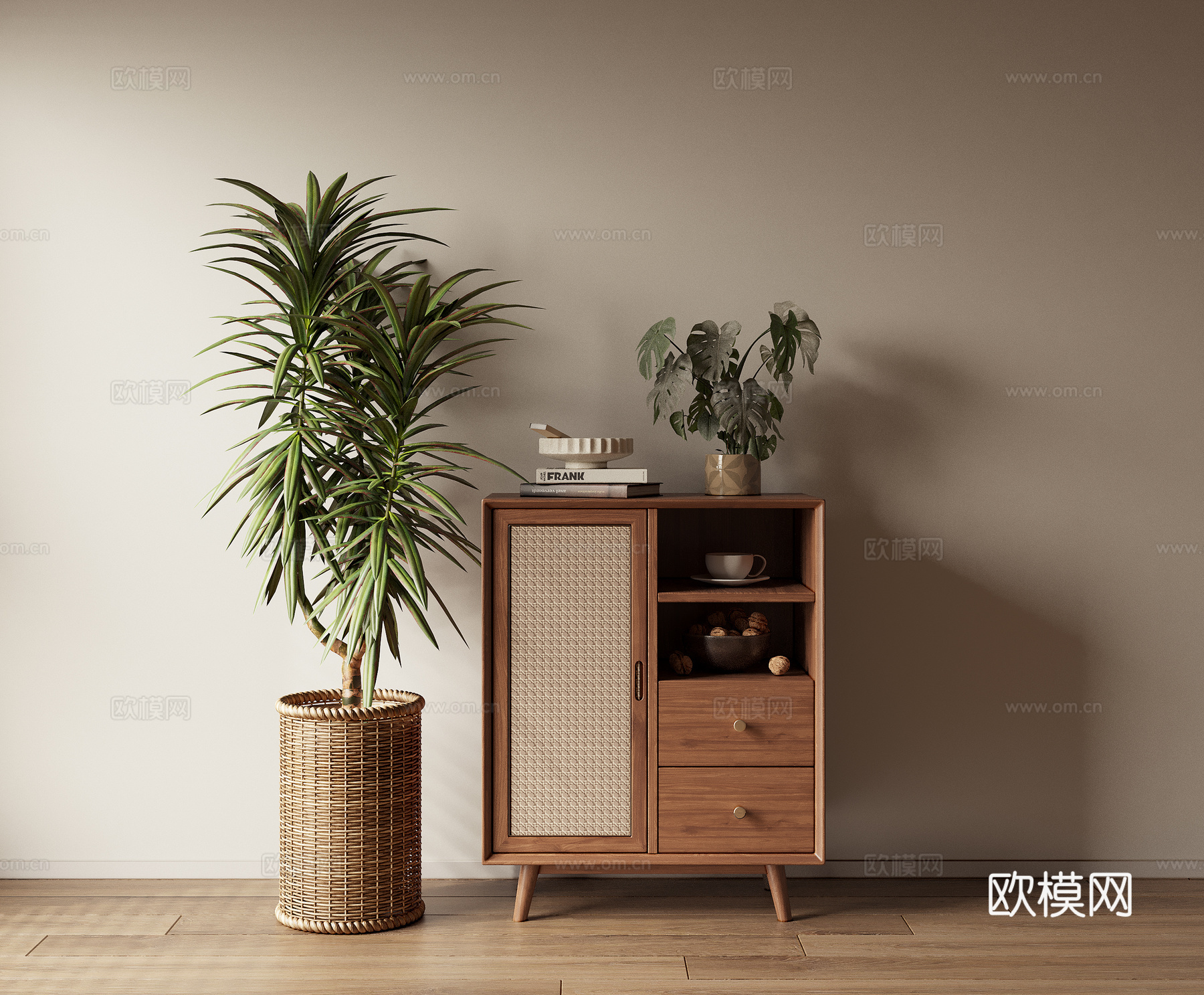 矮柜斗柜装饰柜 盆栽摆件3d模型