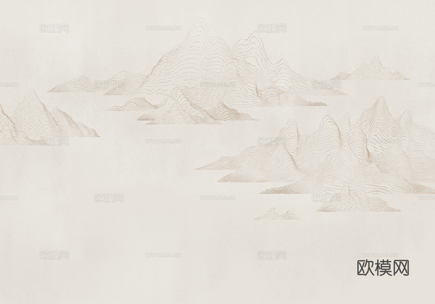 高清中式新中式山水壁纸壁画