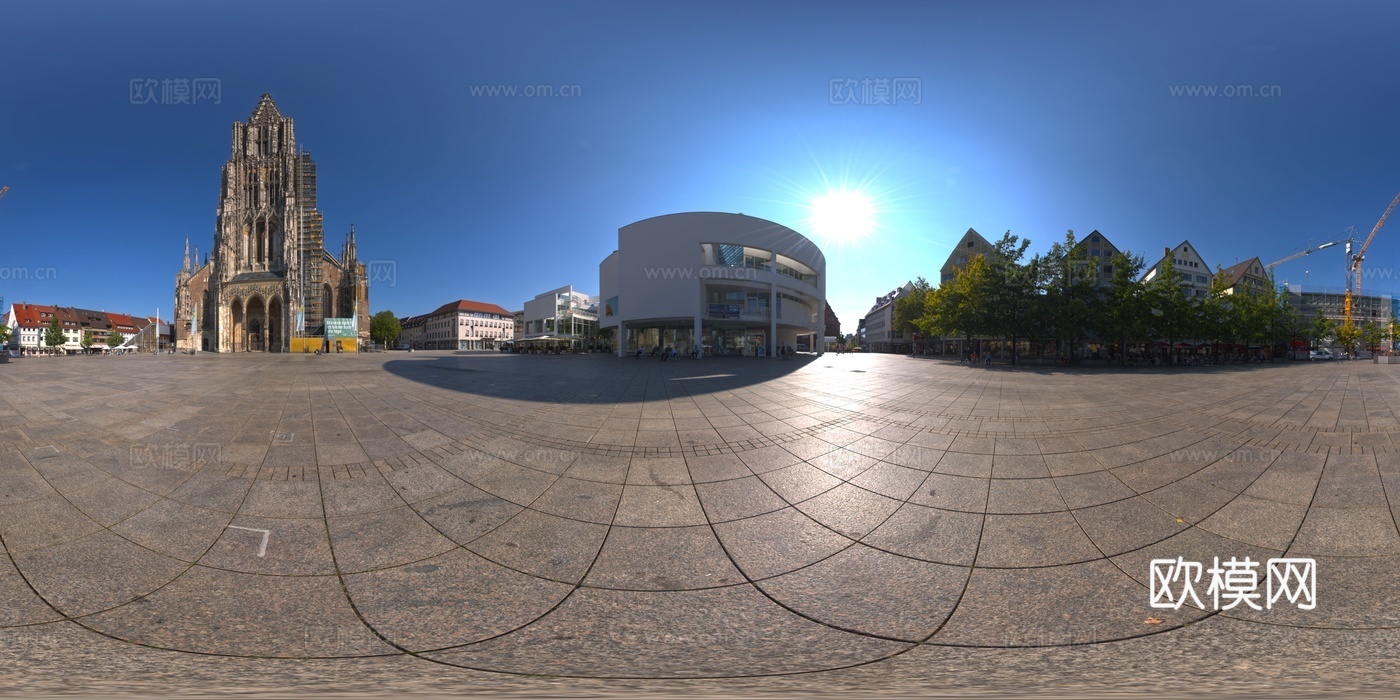 城市广场 教堂 街景 街区 秋日晴空HDR